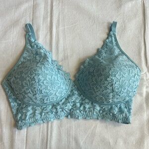 Baby Blue Flower Embroidered Bralette